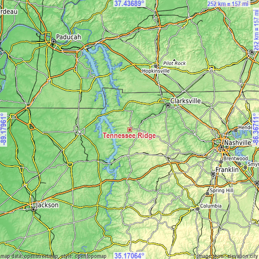 Topographic map of Tennessee Ridge