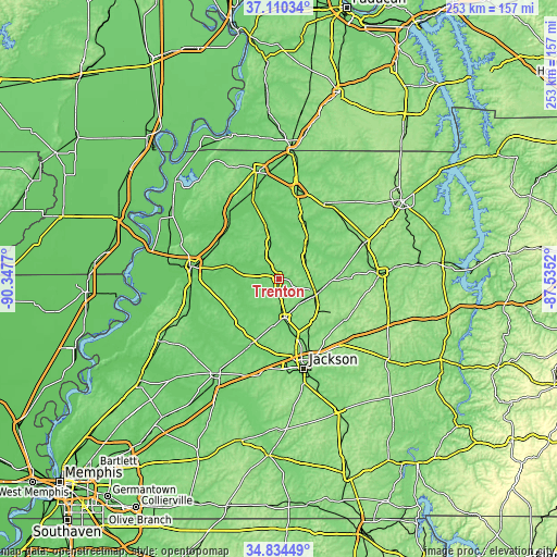 Topographic map of Trenton