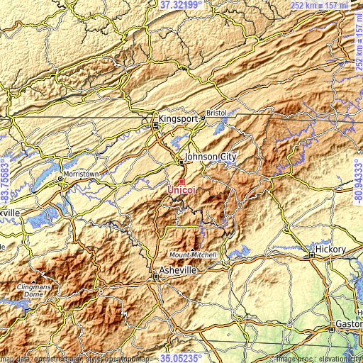 Topographic map of Unicoi