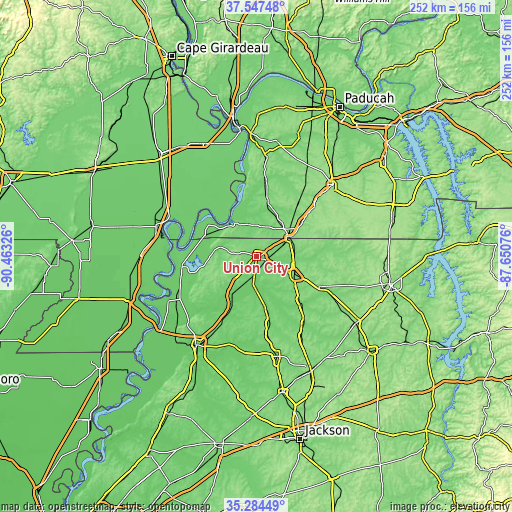 Topographic map of Union City