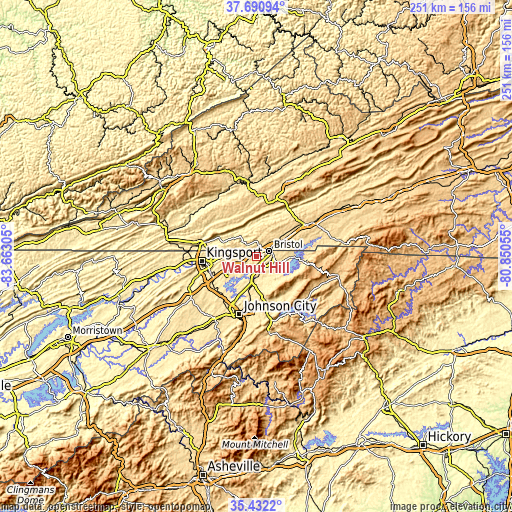 Topographic map of Walnut Hill