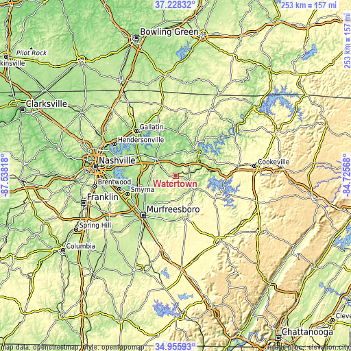 Topographic map of Watertown