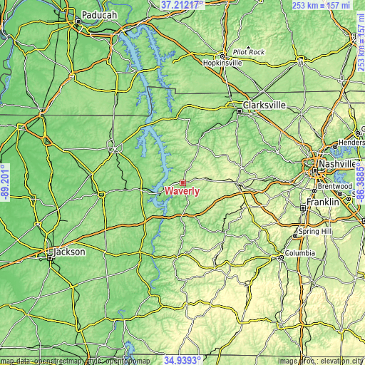 Topographic map of Waverly