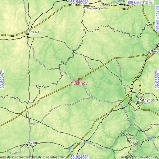 Topographic map of Yukhnov