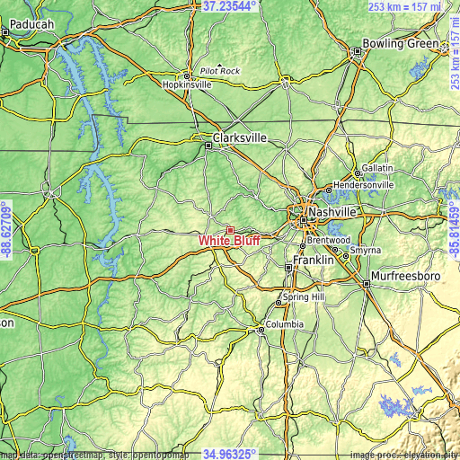 Topographic map of White Bluff