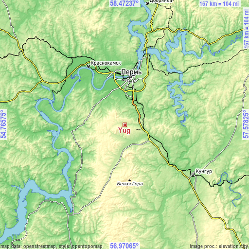 Topographic map of Yug