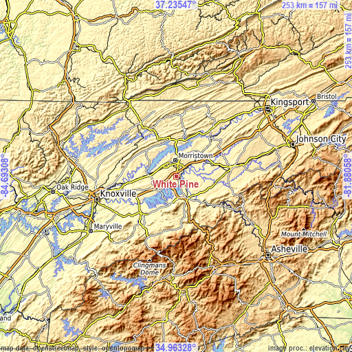 Topographic map of White Pine