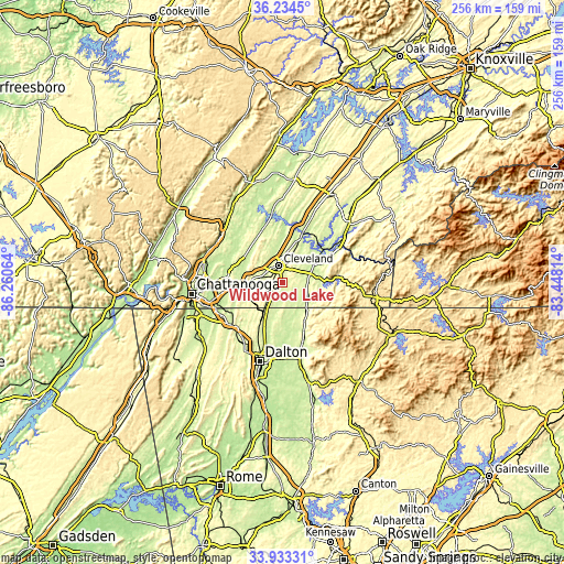 Topographic map of Wildwood Lake