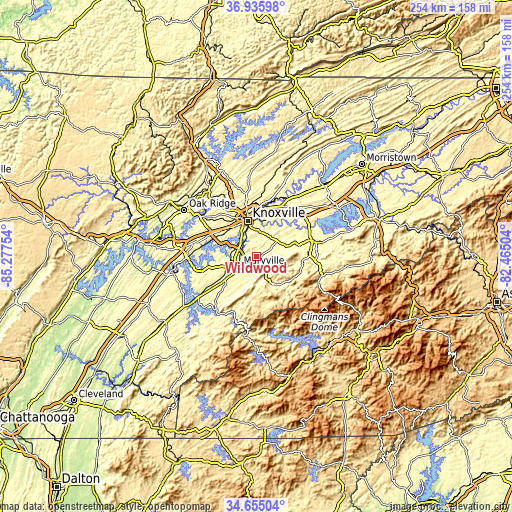 Topographic map of Wildwood