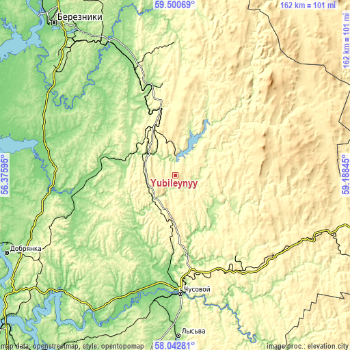 Topographic map of Yubileynyy