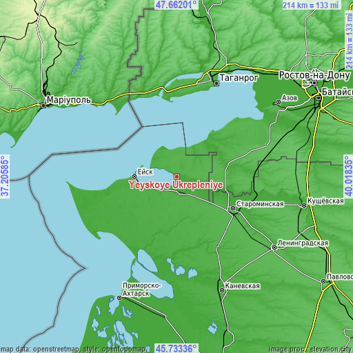 Topographic map of Yeyskoye Ukrepleniye