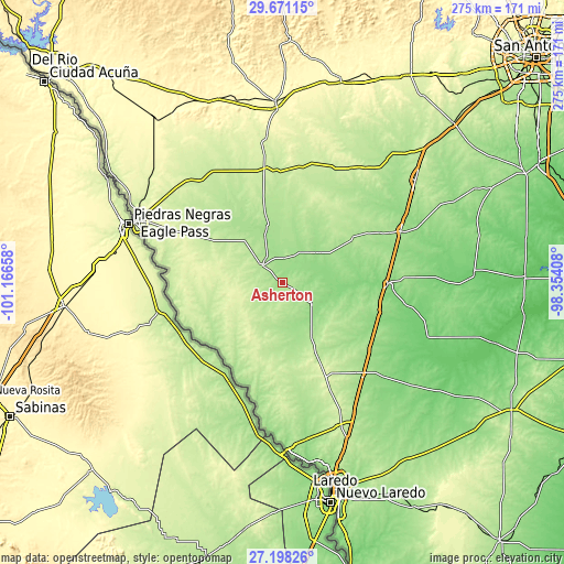 Topographic map of Asherton