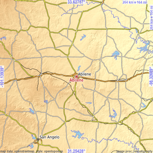 Topographic map of Abilene