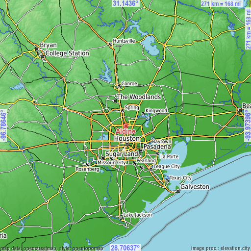 Topographic map of Aldine