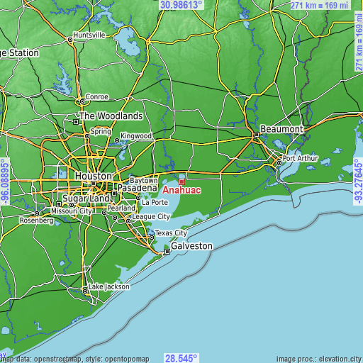 Topographic map of Anahuac