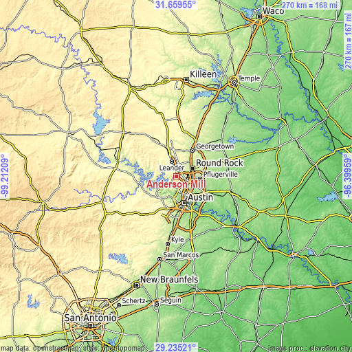 Topographic map of Anderson Mill