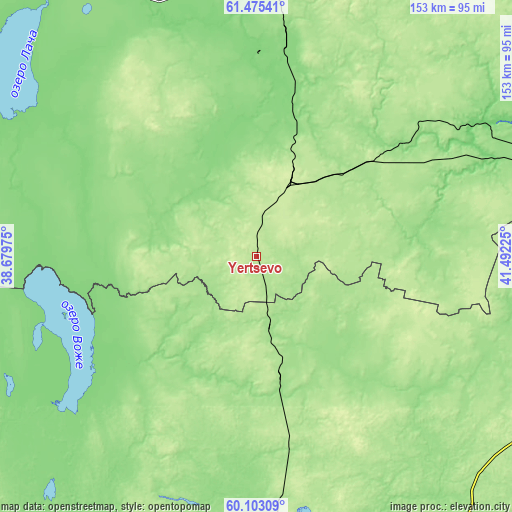 Topographic map of Yertsevo