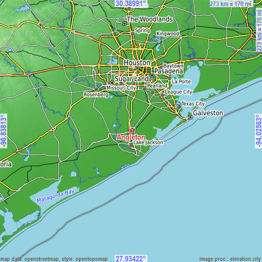 Topographic map of Angleton