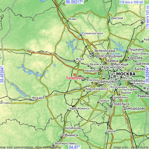 Topographic map of Yershovo