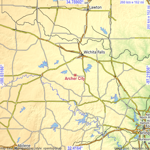 Topographic map of Archer City