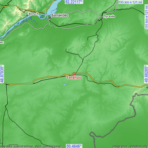 Topographic map of Yershov