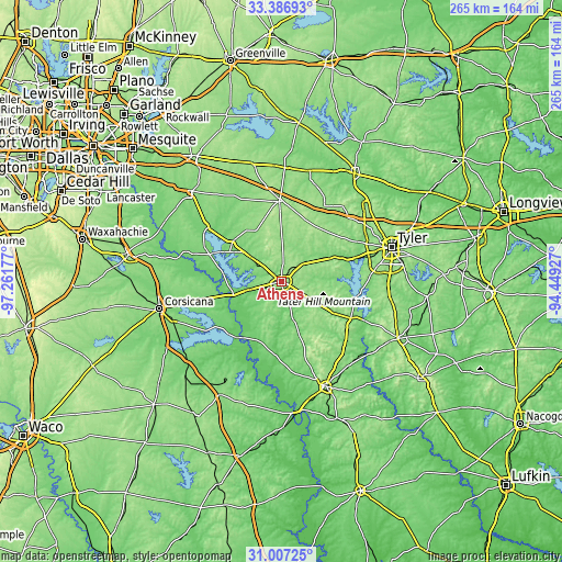 Topographic map of Athens