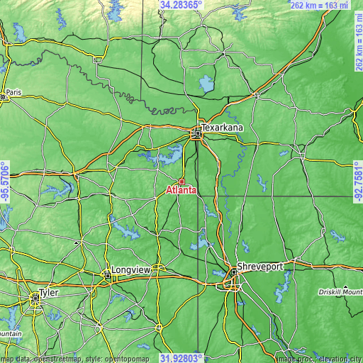 Topographic map of Atlanta