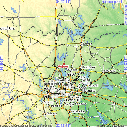 Topographic map of Aubrey