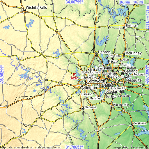 Topographic map of Azle