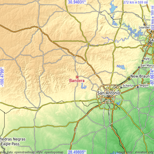 Topographic map of Bandera