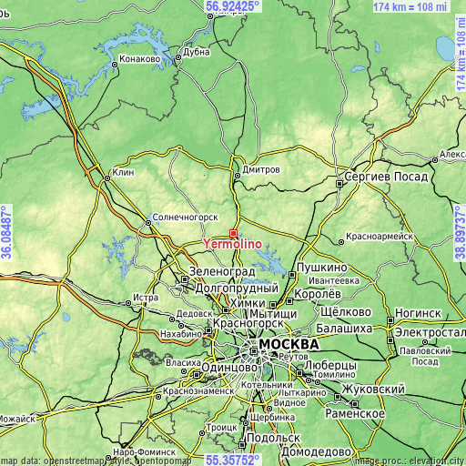 Topographic map of Yermolino