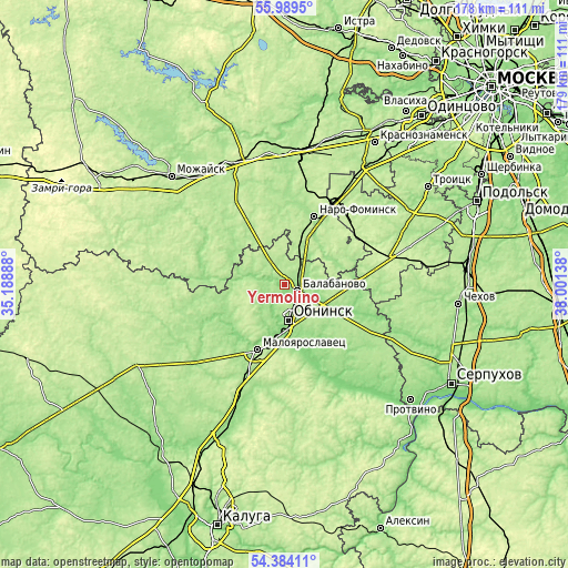 Topographic map of Yermolino