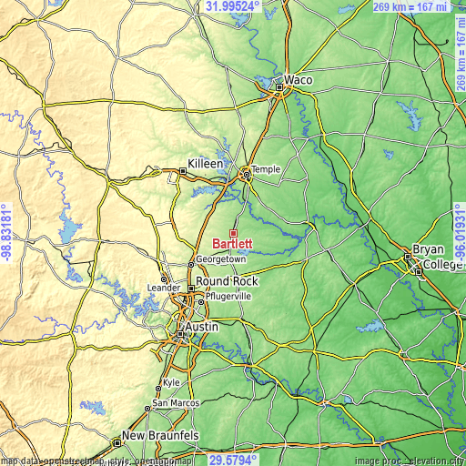 Topographic map of Bartlett