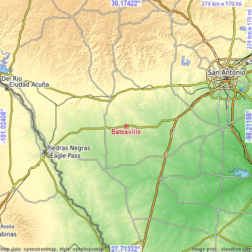 Topographic map of Batesville