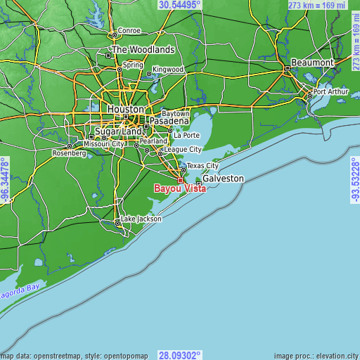 Topographic map of Bayou Vista