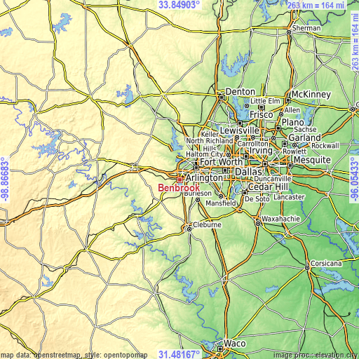 Topographic map of Benbrook
