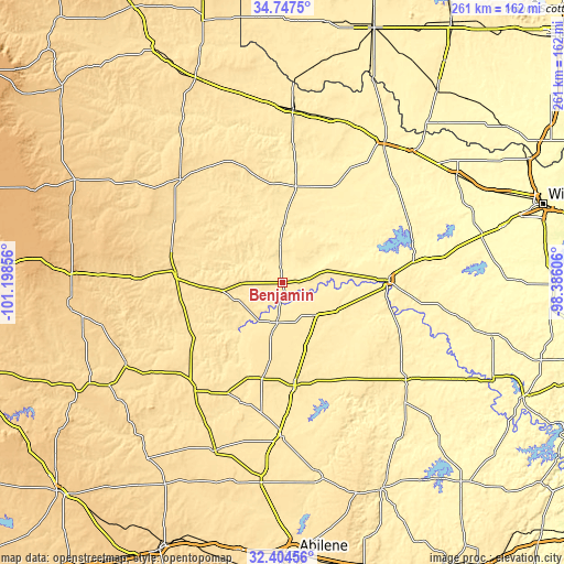 Topographic map of Benjamin