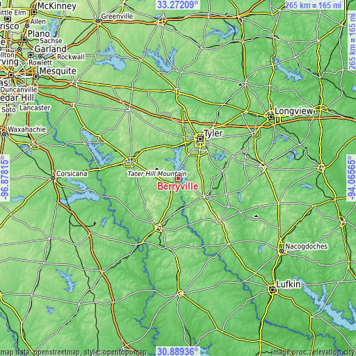 Topographic map of Berryville