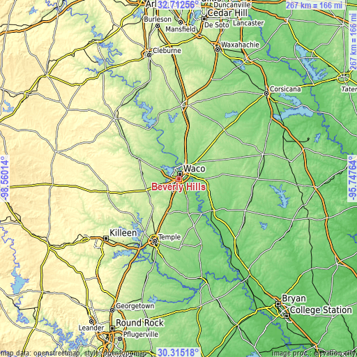 Topographic map of Beverly Hills