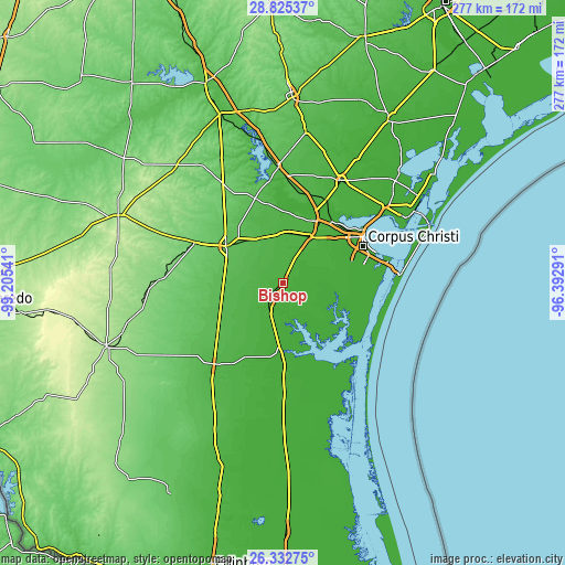 Topographic map of Bishop