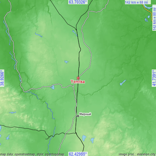 Topographic map of Yemtsa