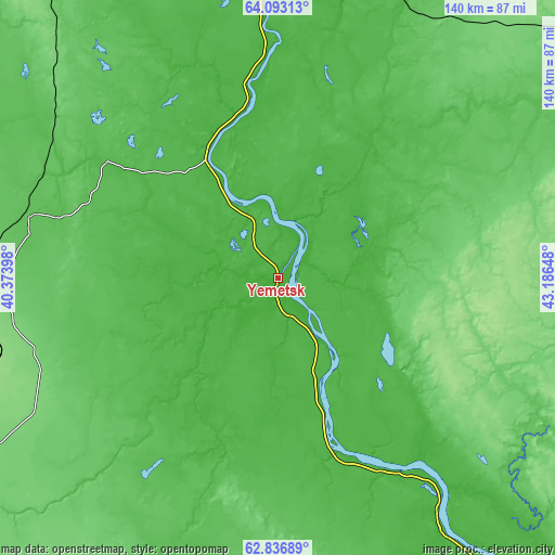 Topographic map of Yemetsk