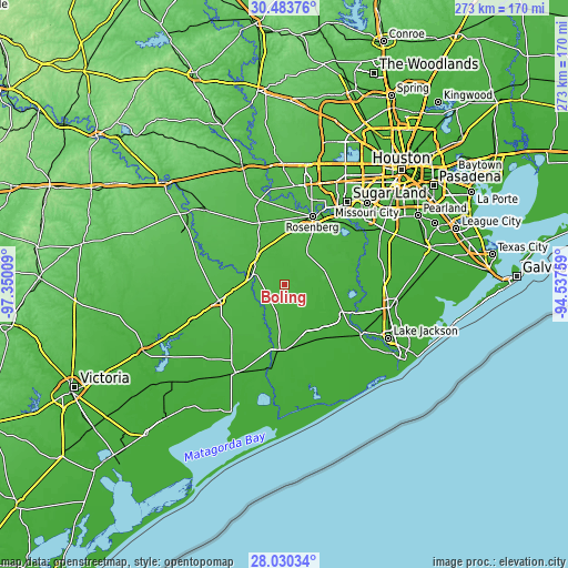 Topographic map of Boling