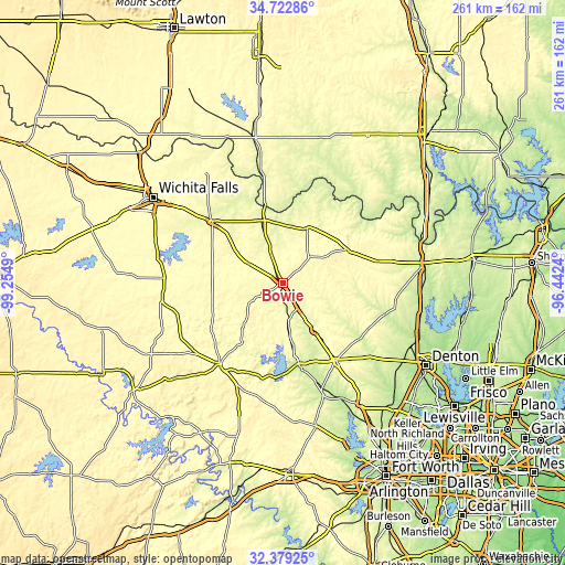 Topographic map of Bowie