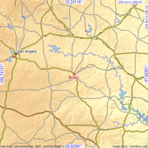 Topographic map of Brady