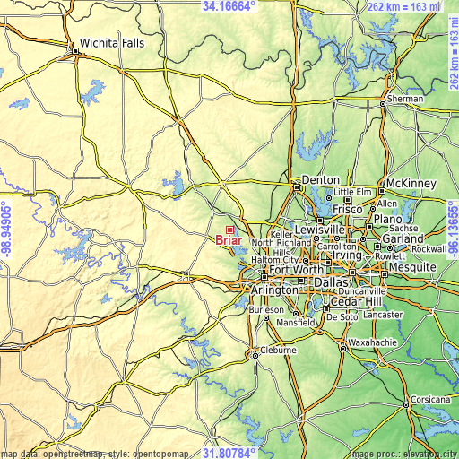 Topographic map of Briar