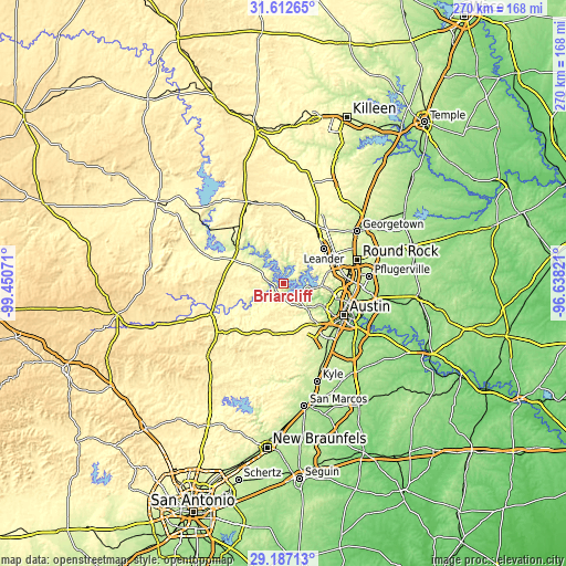 Topographic map of Briarcliff