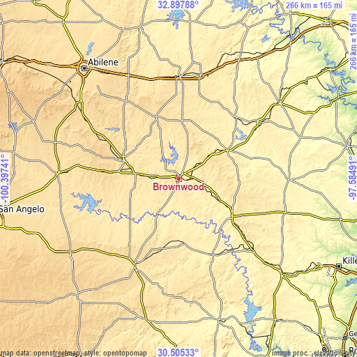 Topographic map of Brownwood