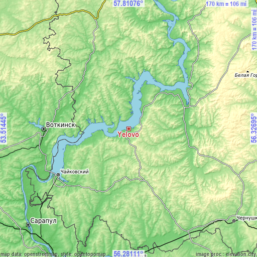 Topographic map of Yelovo