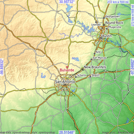 Topographic map of Bulverde